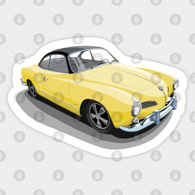 karmann ghia in yellow Sticker by candcretro